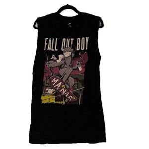 Fall Out Boy T Shirt Men's L Concert Black Mania Tour Skateboard Spray Paint